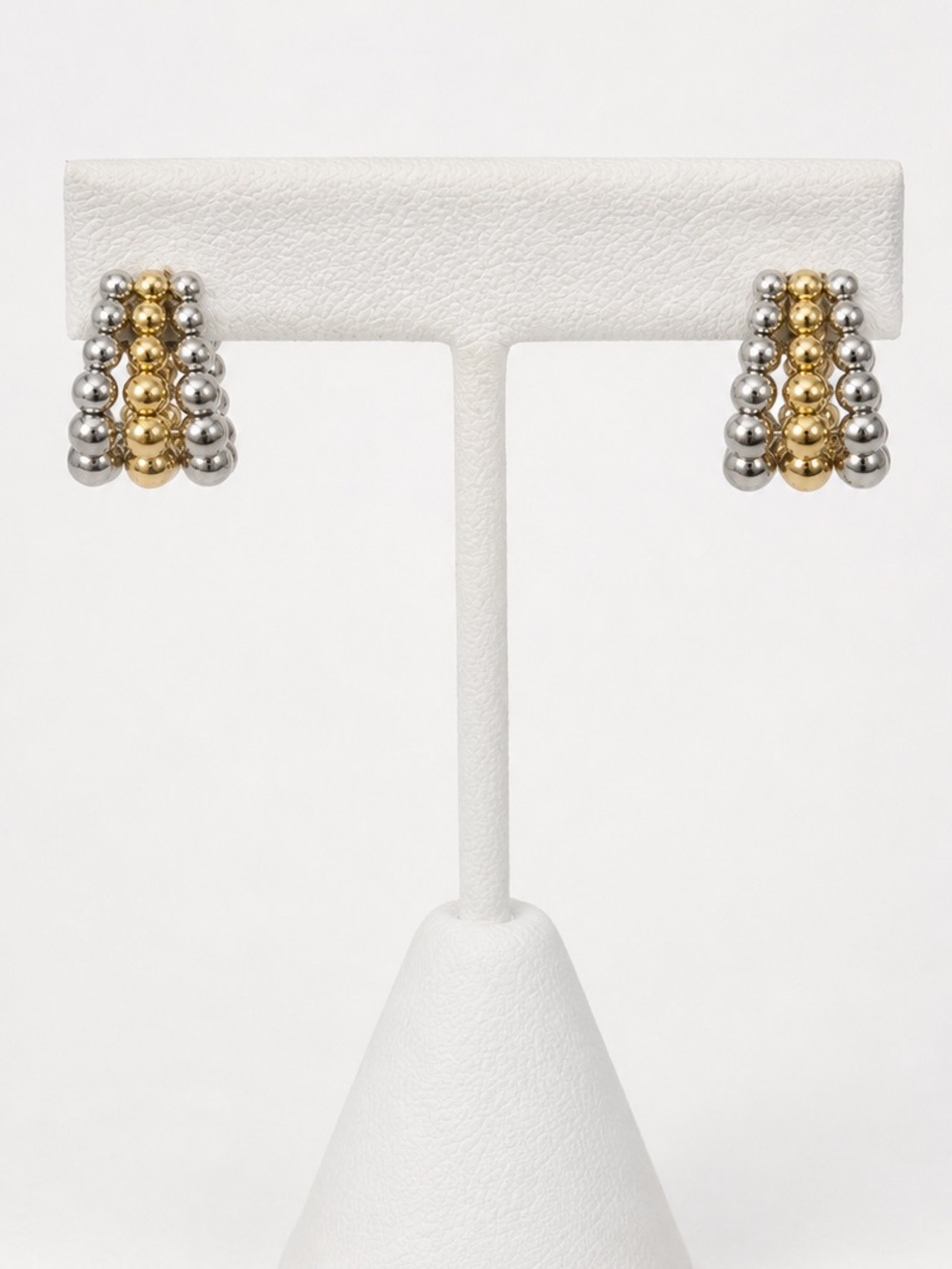 18k gold plated two -tone beaded hoop earrings
